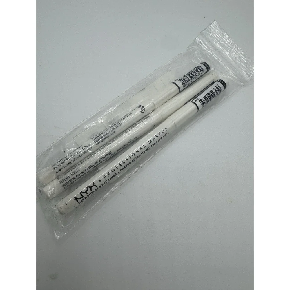 3X NYX Makeup Retractable Eye Liner Pencil Crayon‎ in White FULL SIZE 0.01 oz